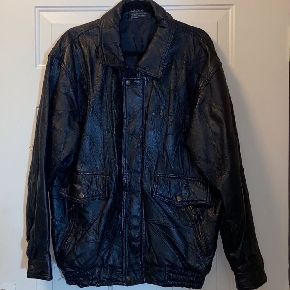 Giovanni Navarre Vintage Men's Black Leather Jacket Size 2X